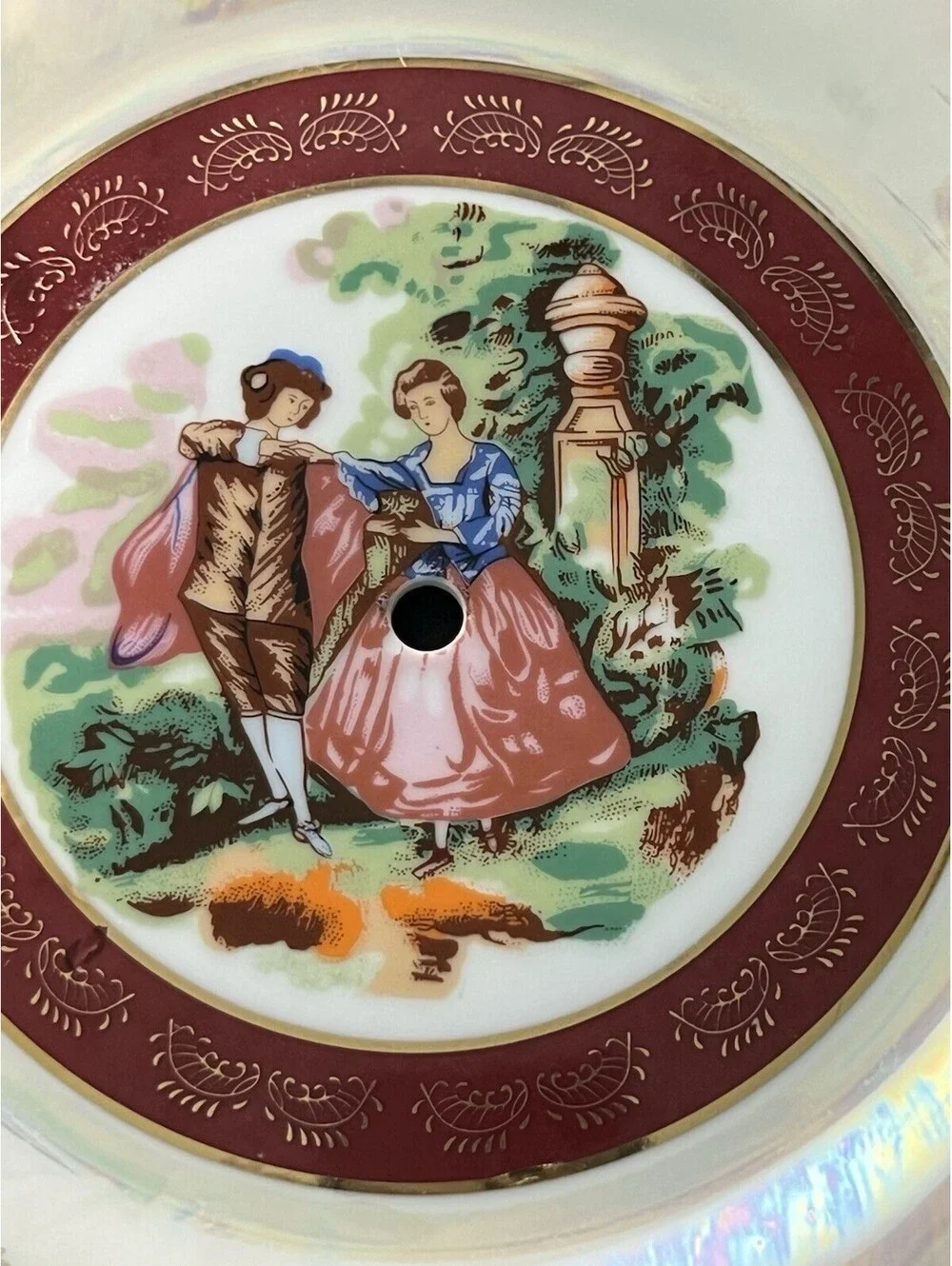 Yau Shing YS Hong Kong 1940s 3-Tier Cake Stand Iridescent Lustre Fragonard, 14”